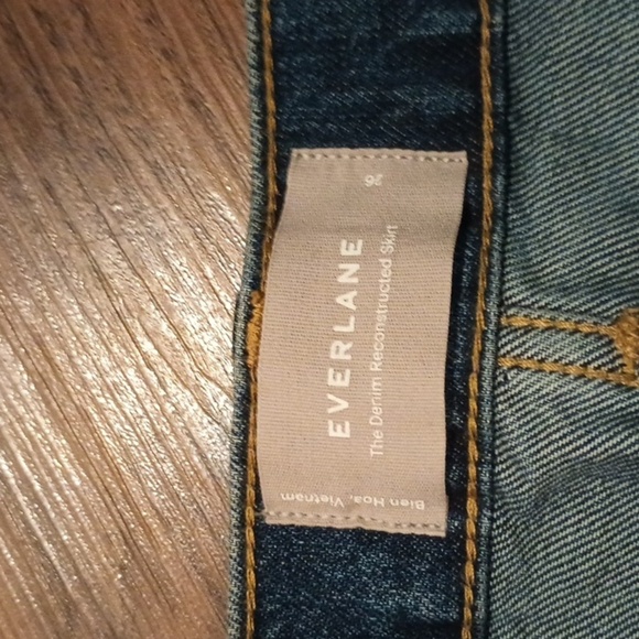 Everlane Blue Mid Wash Lightly Distressed Cowgirl Cut Jean Skirt A31 - Picture 2 of 6